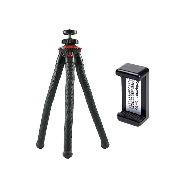 FotoPro Ufo2+SJ-85+GA-1 - Kit Mini Treppiede Flessibile con testa a sfera e adattatore per telefono cellulare