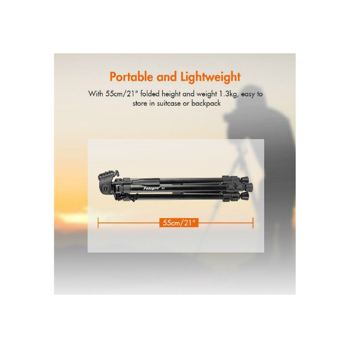 FotoPro X2 (DIGI-9300++SJ-85+GA-1) - Aluminum Tripod Kit with ball head and cell phone adapter