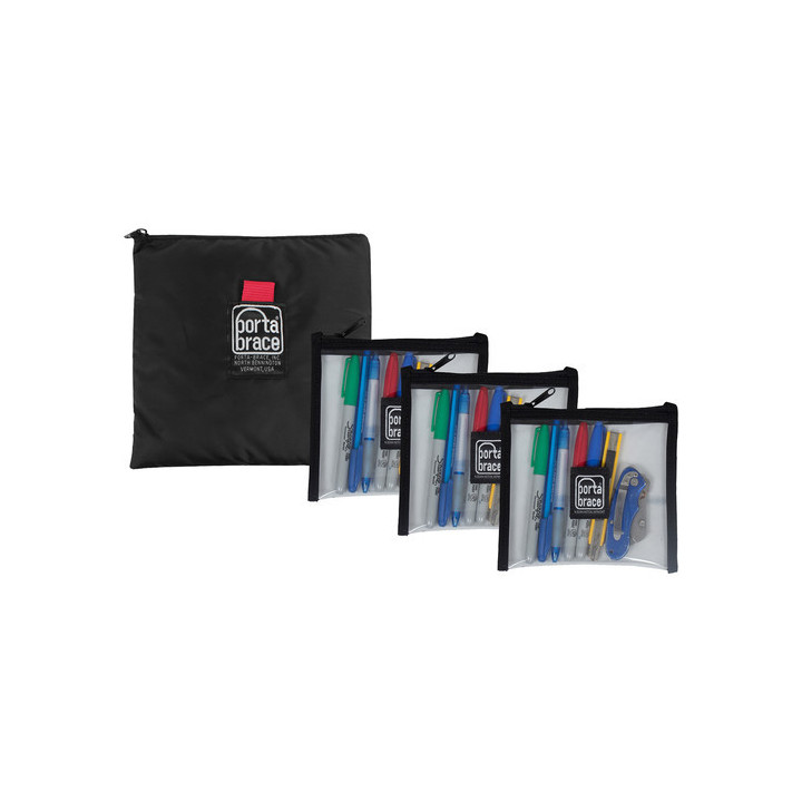 Portabrace POUCH-CLEARSET63 - set of 3, 6x6inches clear pouches and 1x CS-B9
