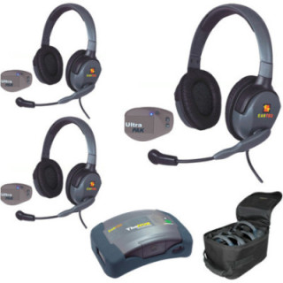 Eartec UPMX4GD3 - 1 HUB, 3 UltraPAK & 3 Max 4G Double Headsets