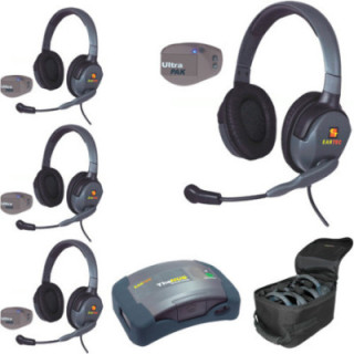 Eartec UPMX4GD4 - 1 HUB, 4 UltraPAK & 4 Max 4G Double Headsets