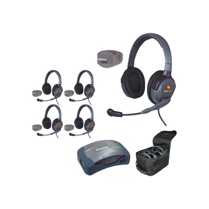 Eartec UPMX4GD5 - 1 HUB, 5 UltraPAK & 5 Max 4G Double Headsets