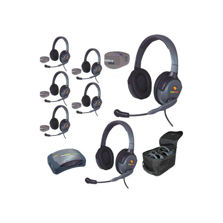 Eartec UPMX4GD7 - 1 HUB, 7 UltraPAK & 7 Max 4G Double Headsets