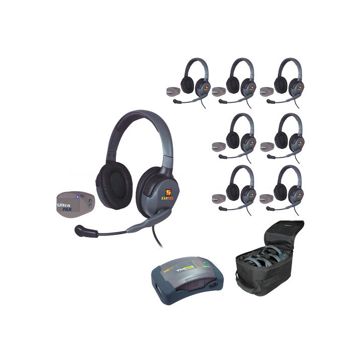 Eartec UPMX4GD8 - 1 HUB, 7 UltraPAK & 7 Max 4G Double Headsets
