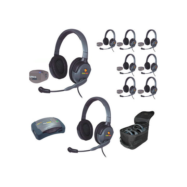 Eartec UPMX4GD9 - 1 HUB, 8 UltraPAK & 9 Max 4G Double Headsets