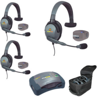 Eartec UPMX4GS3 - 1 HUB, 3 UltraPAK & 3 Max 4G Single Headsets