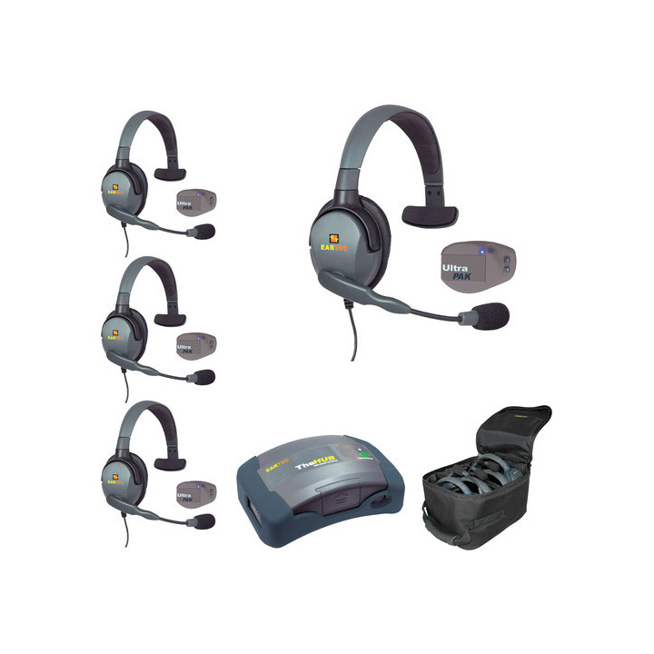 Eartec UPMX4GS4 - 1 HUB, 4 UltraPAK & 4 Max 4G Single Headsets