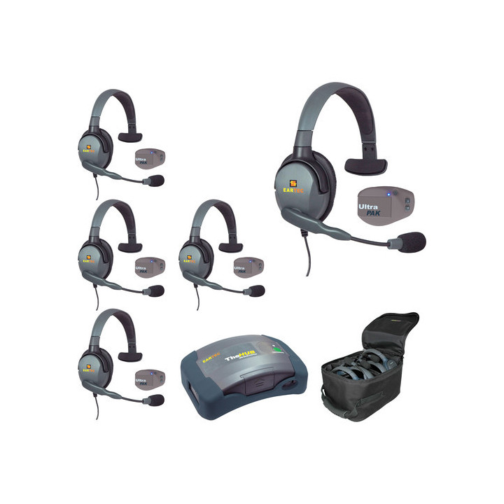 Eartec UPMX4GS5 - 1 HUB, 5 UltraPAK & 5 Max 4G Single Headsets