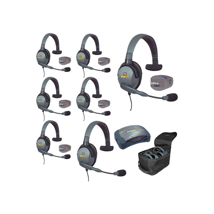 Eartec UPMX4GS7 - 1 HUB, 7 UltraPAK & 7 Max 4G Single Headsets