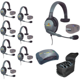 Eartec UPMX4GS8 - 1 HUB, 8 UltraPAK & 8 Max 4G Single Headsets