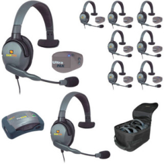Eartec UPMX4GS9 - 1 HUB, 8 UltraPAK & 9 Max 4G Single Headsets
