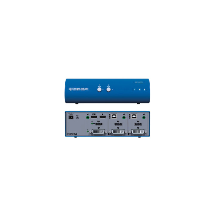 Kramer DK22PD-3(CPN10291) - HSL Secure DH KVM Switch 2-Port DVI-I and DP, PP 3.0