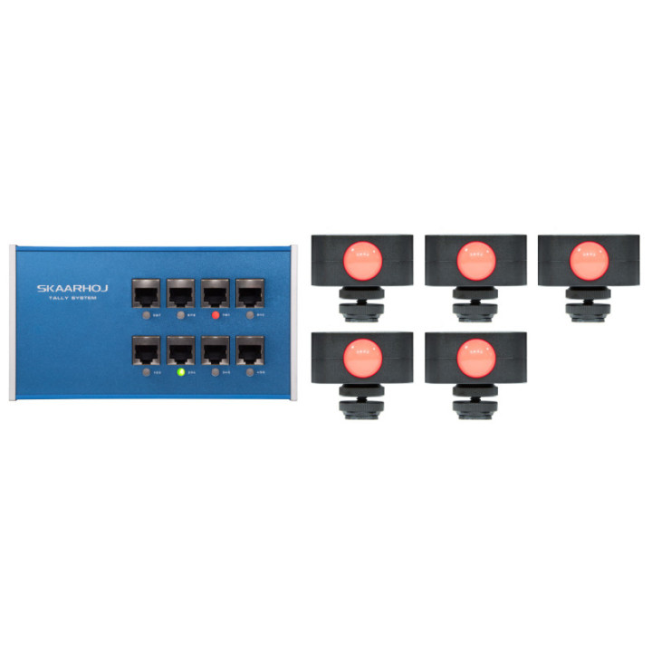Skaarhoj ETH-TALLY-LINK-V2-X5 - Tally Box + 5 x Tally Lights Bundle
