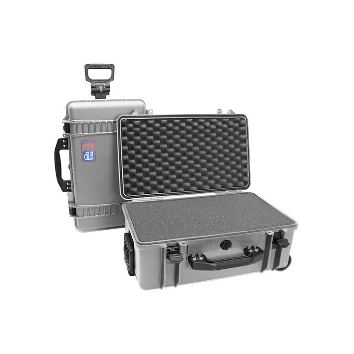 Portabrace PB-2550FP - Hard Case with Wheels, Airtight, Medium, Platinum