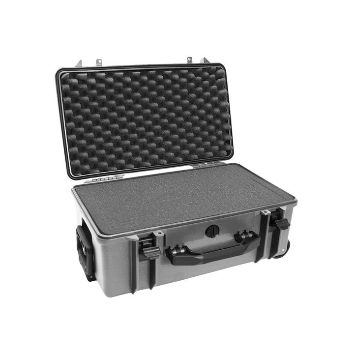 Portabrace PB-2550FP - Hard Case with Wheels, Airtight, Medium, Platinum