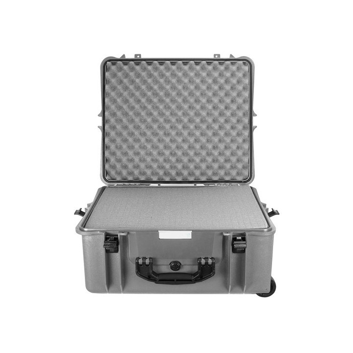 Portabrace PB-2750FP - Hard Case with Wheels, Foam Interior, Airtight, Large, Platinum