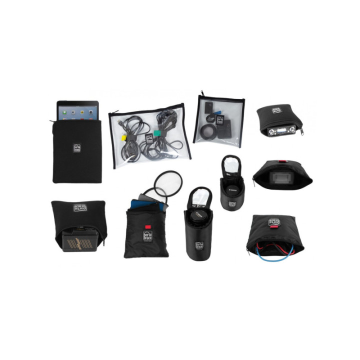 Portabrace POUCH-SPECIAL99 - 9 padded Veltex pouches, 2 large clear pouches, 2 lens cups