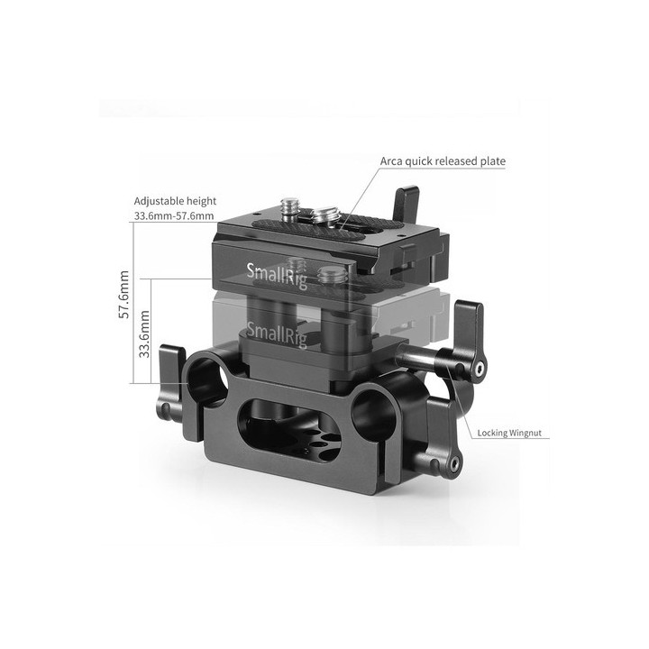 SmallRig DBC2272B - Universal 15mm Rail Support System Baseplate