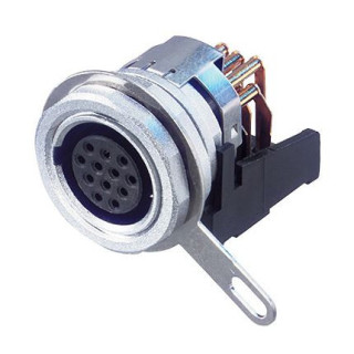 Contrik MPF12-H - miniCON 12 pole female chassis connector, horizontal PCB mount