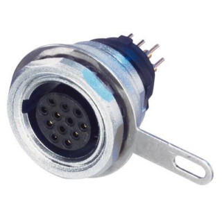 Contrik MPF12-V - miniCON 12 pole female chassis connector, vertical PCB mount