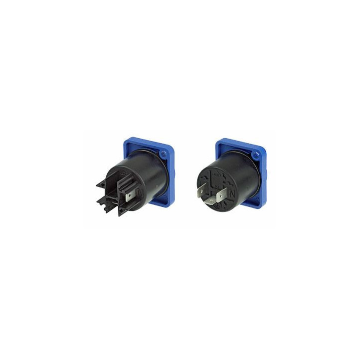 Contrik NAC3MPA-1-WOT - Chassis connector, power-in, 3/16 inches flat tab terminals, blue