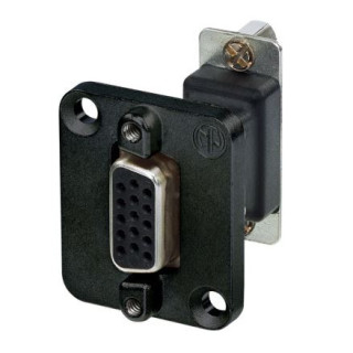 Contrik NADB15FF-B - 15 pole D-SUB feedthrough f/f, black D-shape housing