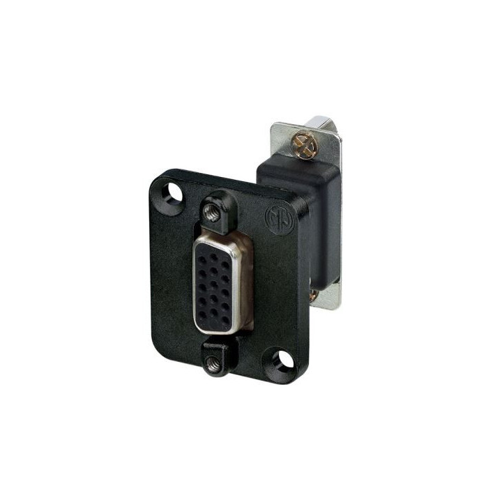 Contrik NADB15FF-B - 15 pole D-SUB feedthrough f/f, black D-shape housing