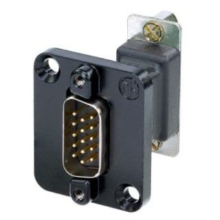 Contrik NADB15MF-B - 15 pole D-SUB feedthrough m/f, black D-shape housing