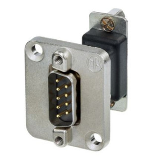 Contrik NADB9MF - 9 pole D-SUB feedthrough m/f, D-shape nickel housing