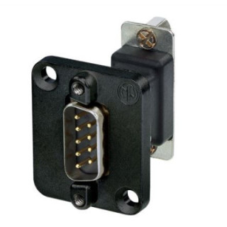 Contrik NADB9MF-B - 9 pole D-SUB feedthrough m/f, black D-shape housing