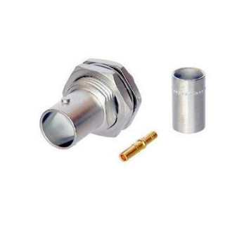 Contrik NBNB75GLP9 - BNC cable jack for panel mount, grounded