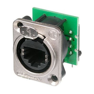 Contrik NE8FDH-C5E - Horizontal C5e component compliant PCB panel mount RJ45 receptacle