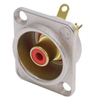 Contrik NF2D-2 - Phono socket in nickel D-shape housing, red