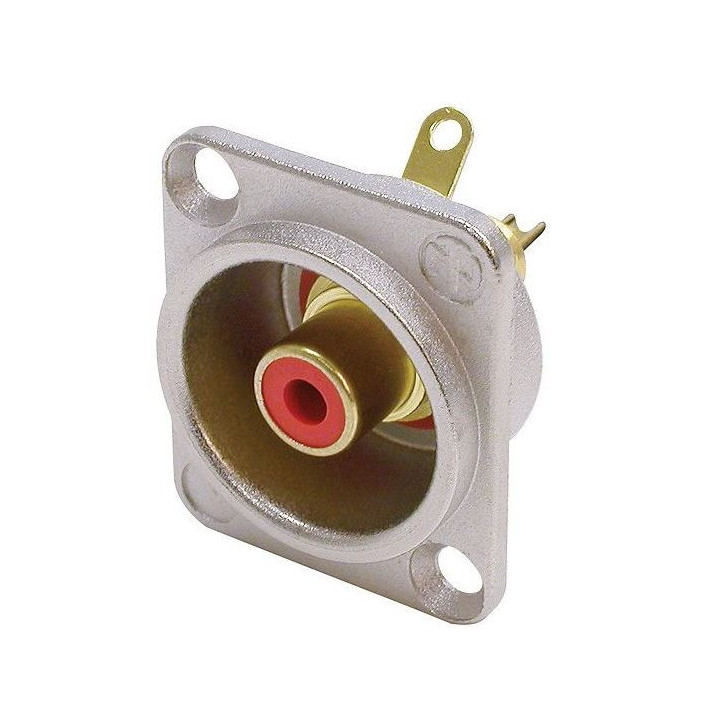 Contrik NF2D-2 - Phono socket in nickel D-shape housing, red