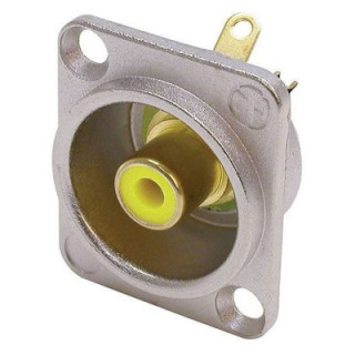 Contrik NF2D-4 - Phono socket in nickel D-shape housing, yellow