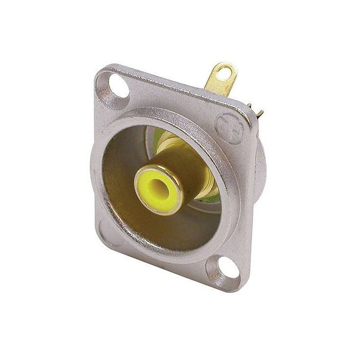 Contrik NF2D-4 - Phono socket in nickel D-shape housing, yellow