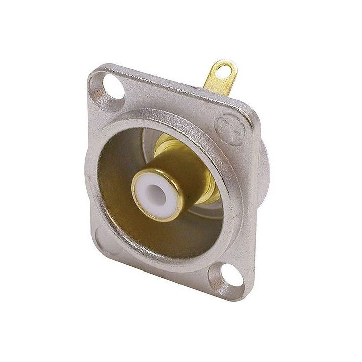 Contrik NF2D-9 - Phono socket in nickel D-shape housing, white