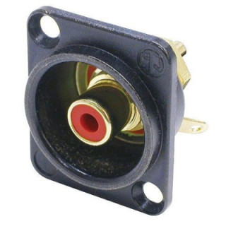 Contrik NF2D-B-2 - Phono socket in black chrome D-shape housing