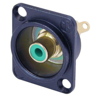 Contrik NF2D-B-5 - Phono socket in black chrome D-shape housing, green