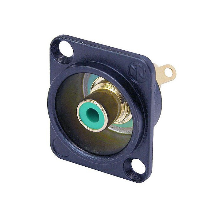 Contrik NF2D-B-5 - Phono socket in black chrome D-shape housing, green