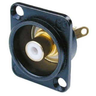 Contrik NF2D-B-9 - Phono socket in black chrome D-shape housing, white