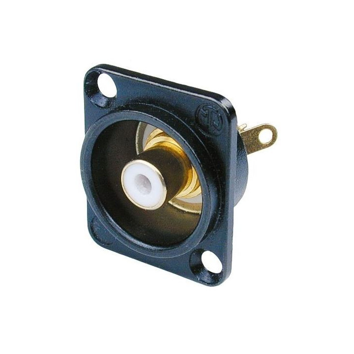 Contrik NF2D-B-9 - Phono socket in black chrome D-shape housing, white