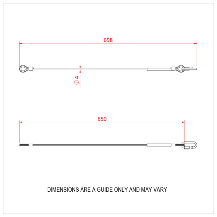 Doughty T45851 - Safety Bond 4mm X 650 With M6 Quick Link (100kg) Black