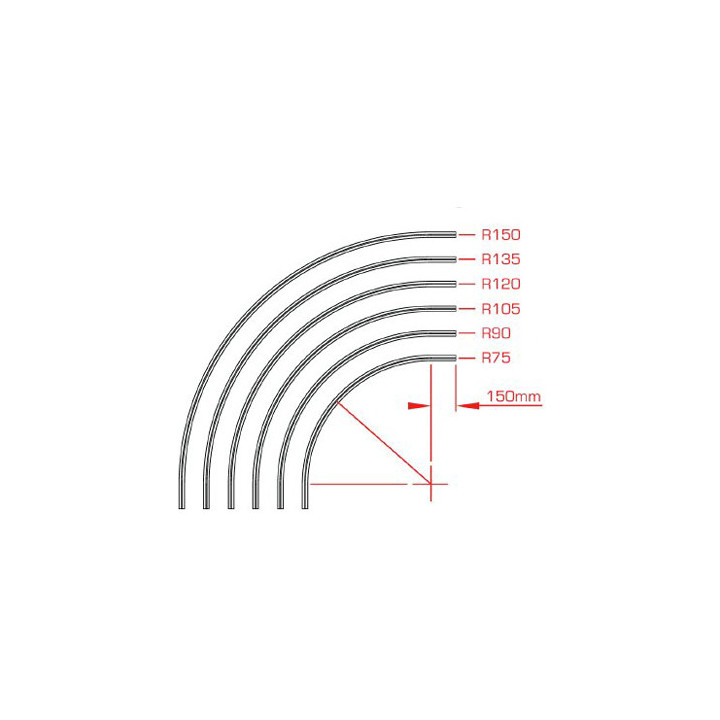 Doughty T84017 - Studio Rail 60 - Curved Section, Radius 75 cm Silver