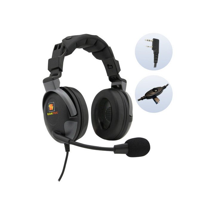 Eartec PDKWIL - Proline Double Headset with Kenwood 2-Pin Plug Inline PTT
