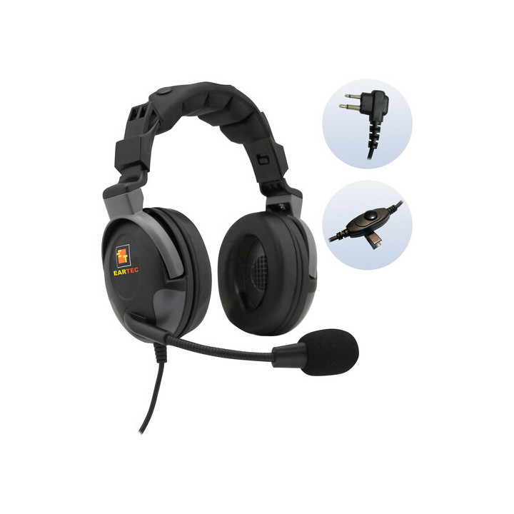 Eartec PDMOIL - Proline Double Headset with Motorola 2-Pin Plug Inline PTT