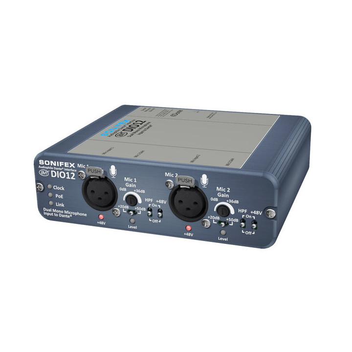 Sonifex AVN-DIO12 - Dual Mono Microphone Input to Dante with Mic Gain