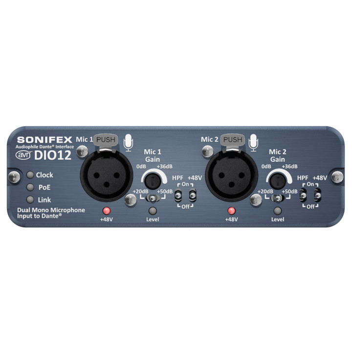 Sonifex AVN-DIO12 - Dual Mono Microphone Input to Dante with Mic Gain