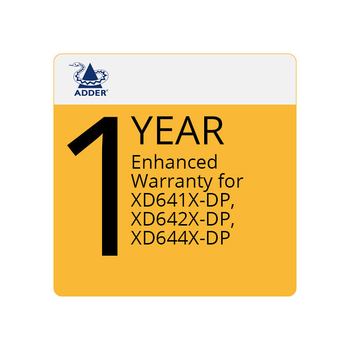 Adder EW-XD6 - 1 Year Enhanced Warranty XD641x-DP, XD642x-DP, XD614x-DP and XD612x-DP