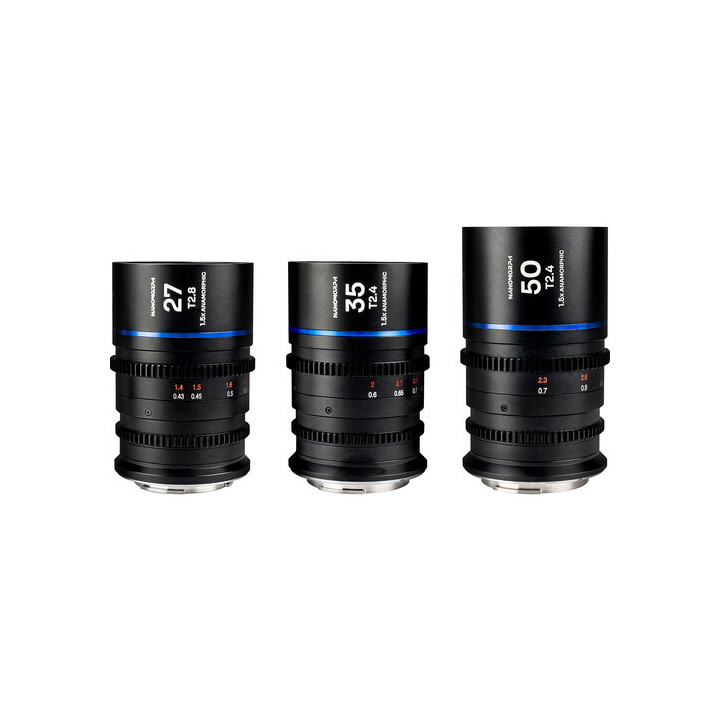 Laowa VE273550DLB - Nanomorph S35 Prime 3-Lens Bundle (27mm, 35mm, 50mm) Blue, (Cine) DL